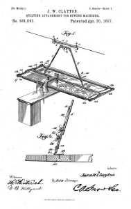  Швейная машина для стежки А. Клейтона, запатентованая 10 августа 1897 года 